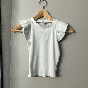 White ruffled short sleeved